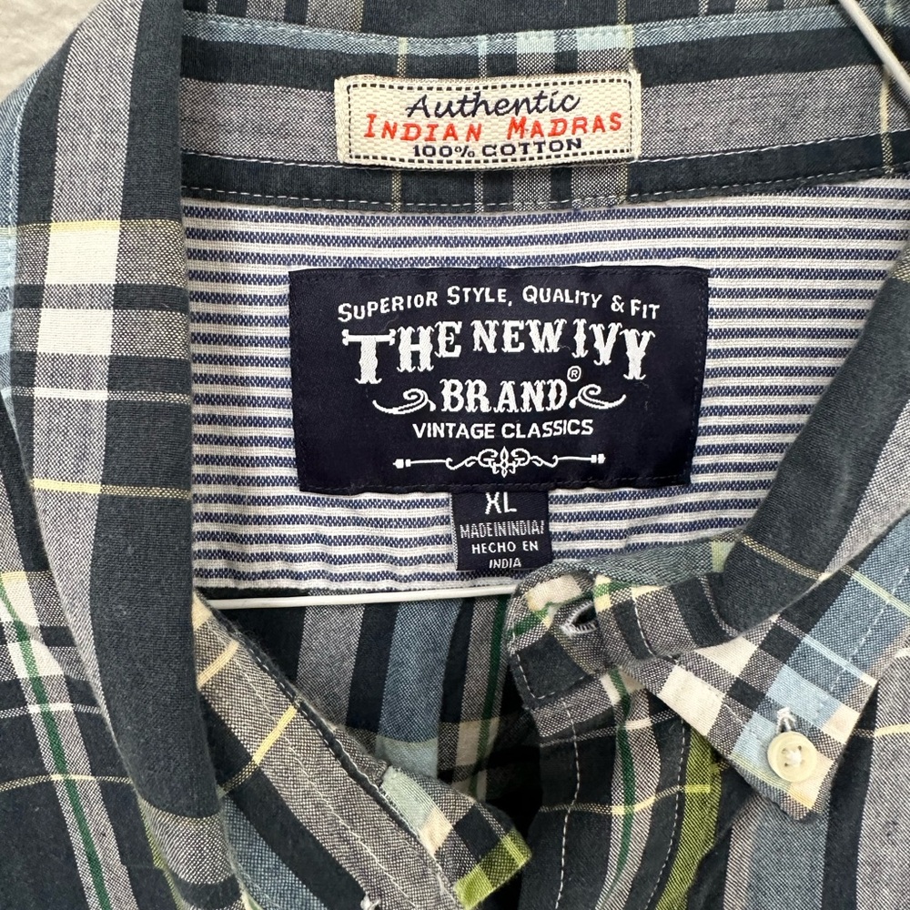 Men's Blue & Green Plaid Shirt - Picture 2 of 3